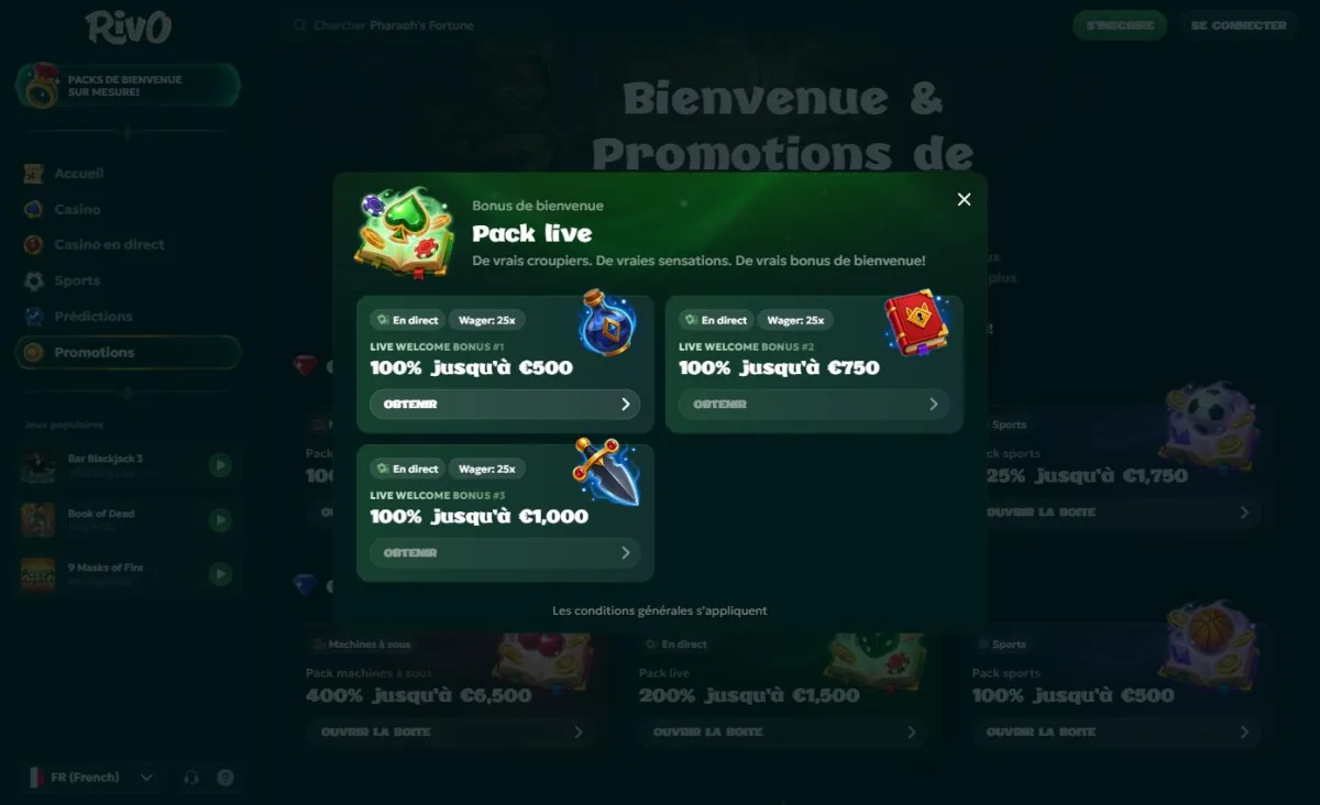 Les 3 bonus du pack de bienvenue live de Rivo